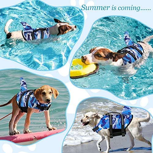 Fragralley Shark Camo Dog Life Jacket Swimming Vest with Reflective Material, Superior Buoyancy & Rescue Handle for Small to Large Dogs, Swim, Pool, Beach, Boating - Thumbnail 6