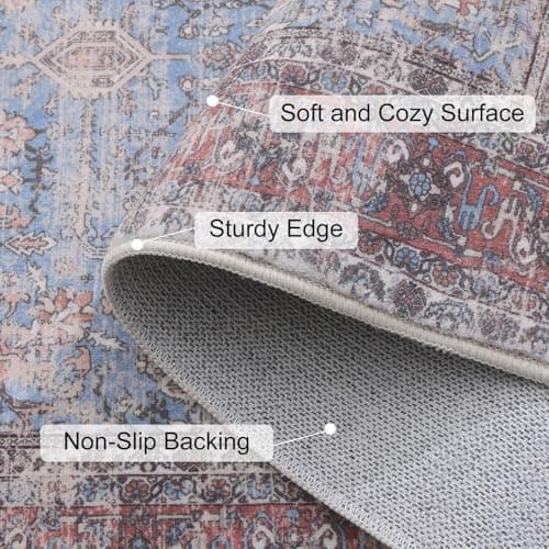 Vanmoos 2x3 Washable Area Rug – Soft, Non-Slip Entrance Rug, Durable Indoor Door mat, Floor Carpet for High-Traffic Areas, Entryway, Kitchen, and Bedside, Rustic Vibes/Rust - Thumbnail 2