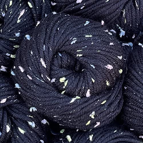 Tweed Twinkles Soft Baby Yarn for Crocheting, 8-Pack (696Yds / 400G), Free Patterns - Acrylic Baby Blanket Knitting Yarn with Flecks - Size 3 DK Light Worsted Weight - Raven Black - Image 1