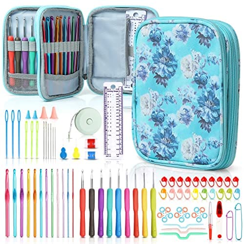 SHAXANO Crochet Hooks Kit with Case, 86-Piece, Ergonomic Crochet Needles Weave Yarn Kits DIY Hand Knitting Art Tools for Beginners and Experienced Crochet Lovers - Image 1