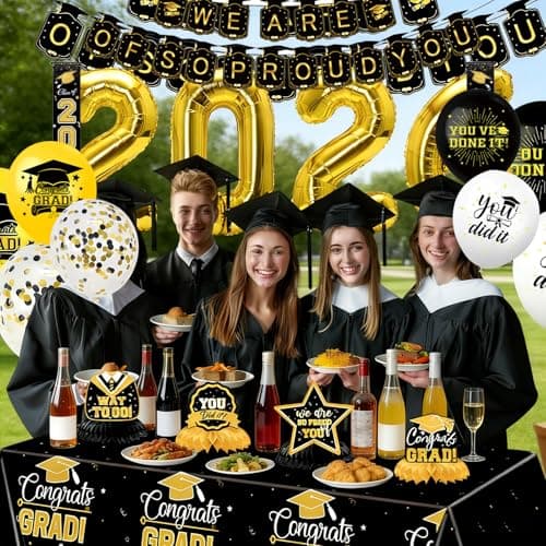 Graduation Decorations 2026 Themed Set - All-in-One Party Supplies with Backdrop & Tablecloth, Congrats Grad Banner for High School College Class of 2026 Decor - Thumbnail 4