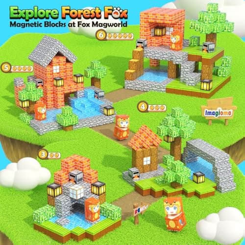 100PCS Magnetic Blocks - Build Mine Magnet World Forest Fox Adventure Set, Magnetic Craft Toys Kids Games for Boys Girls Age 3-5 5-7 8-12, Sensory Construction Outdoor Toys for Toddlers Birthday Gifts - Thumbnail 6