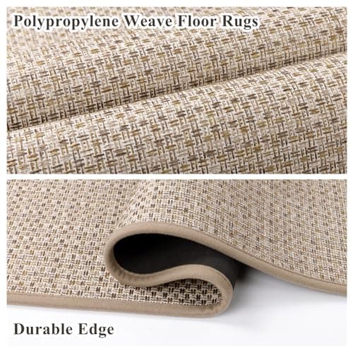 Ileading Durable Rubber Kitchen Rug and Mat,Soft Braided Cushioned Rugs for Kitchen Floor,Dirt-Resistant Doormat, Stain Resistant Standing Mats for Laundry,Front of Sink(Beige,23"x35.5") - Thumbnail 5