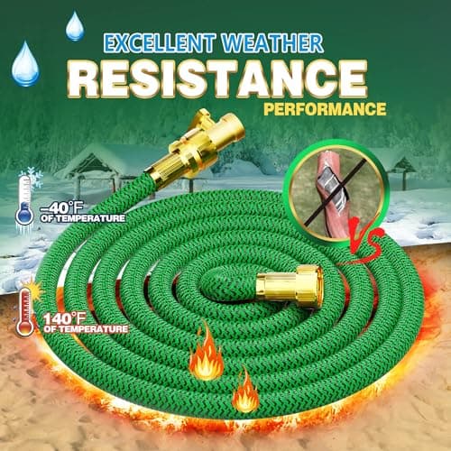 Non-Expanding Garden Hose 100ft, Flexible Weather-resistance Water Hose with 3/4" Solid Leakproof Connector, Knot-free & Anti-cracking & Durable Garden Hoses for Outdoor Watering Cleaning - Thumbnail 5