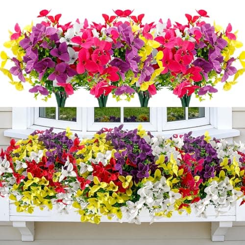Apeair 24 Bundles Artificial Flowers for Outdoors，Plastic Flowers Uv Resistant Fake Plants Bulk for Spring Summer Hanging Planter Porch Window Garden Home Decor - Image 1