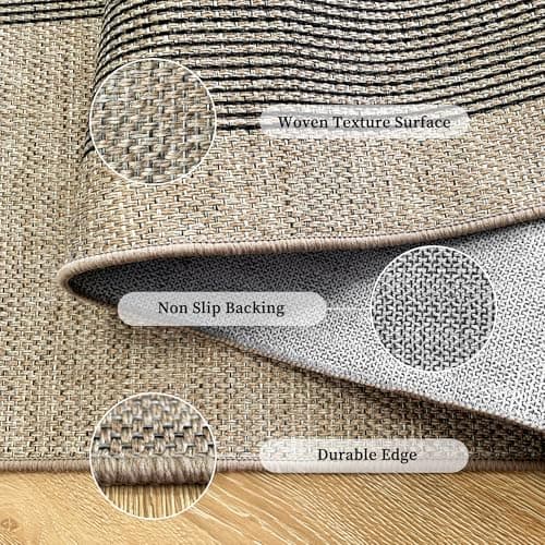 Arvenchy Easy Jute Rug 5x7: Indoor Outdoor Natural Boho Area Rugs for Living Room Patio Washable - Farmhouse Neutral Contemporary Carpet Mat for Entryway Bedroom Kitchen Backyard Sunroom Non Slip - Thumbnail 3