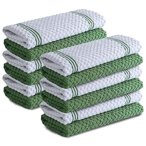 Infinitee Xclusives Premium Kitchen Towels - [Pack of 12] 100% Cotton Kitchen Hand Towels (15 x 25 Inches) - Dish Towels for Kitchen |Sturdy Green| - Image 1
