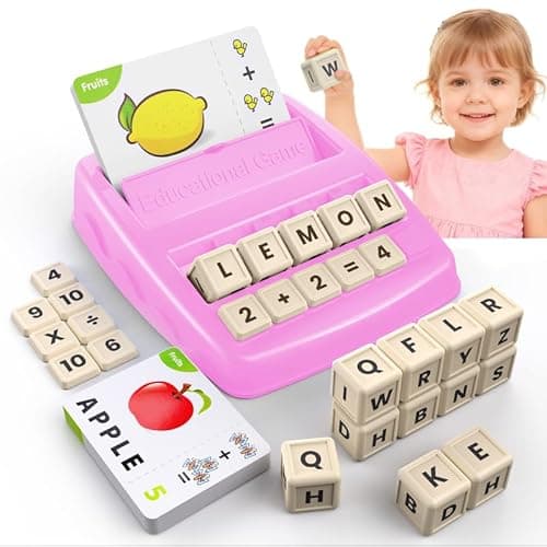 DEGIDEGI Educational Toys for Kids Ages 3-8, Matching Letter Spelling Game ABC Learning, Learning Toys for 4-7 Year Old Girls,Christmas Birthday Party Gifts for 3 4 5 6 7 8 Year Olds Girls Pink - Image 1