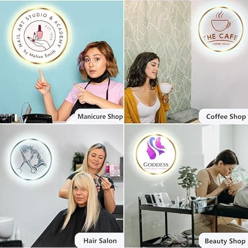 Custom Business Neon Sign, Round Acrylic Custom Signage for Business, Personalized Backlit Illuminated LED Logo Sign with Metal for Wall Decor, Outdoor - Thumbnail 3