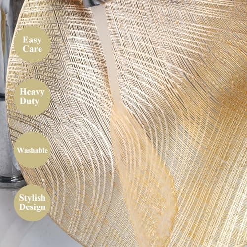 U'Artlines 12 Pack Placemats Metallic Hollow Out Mats Vinyl Non-Slip Heat Insulation Kitchen Table Mats - Thumbnail 2