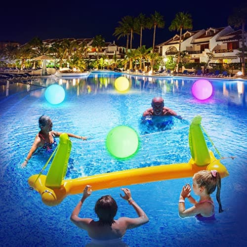 FLAMDYNO Pool Toys - 4 Pack Light Up Beach Balls for Kids w/ 8 Light Modes, Pool Beach Games Balls for Outdoor or Indoor Activities, Glow in The Dark Pool Beach Decorations for Kids and Adults - Thumbnail 3