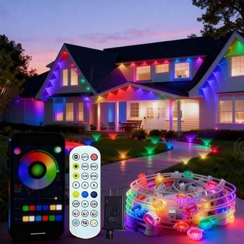 AurNyvaMay Permanent Outdoor Lights,Smart RGB Outdoor Lights with Remote APP Control,54ft with 36 LED(5v) IP67 Waterproof Outside Light for House for Holiday, Party, Daily - Image 1