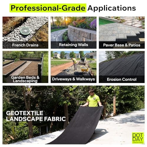 DOTDAY 6 oz Non-Woven Geotextile Fabric 3ft x 50ft, Heavy Duty Driveway Fabric for Gravel, French Drains, Paver Base & Erosion Control, UV-Stabilized Permeable Underlayment, Terra - Thumbnail 5