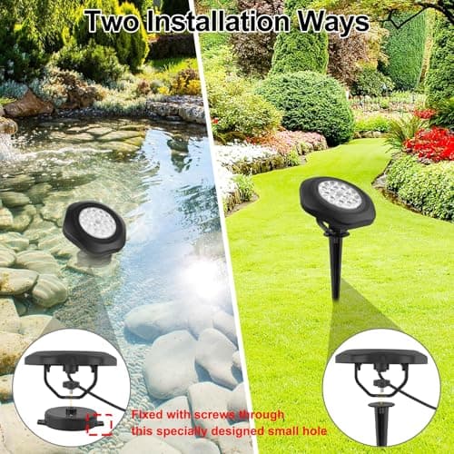 CREPOW RGB Pond Lights,LED Underwater Submersible Fountain Lights IP68 Waterproof,Remote Control Color Changing Landscape Spotlights Lighting for Fish Aquarium Tank Yard Garden Pool (Set of 6) - Thumbnail 6