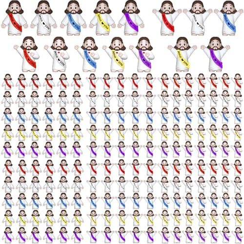 NOIENSI 200 PCS Jesus Loves You Figures – Three Styles Multicolor Mini Jesus Figurines in Bulk, Little Jesus Figures for Easter, Church, and Religious Celebrations (Mixed Multiple Colors) - Image 1