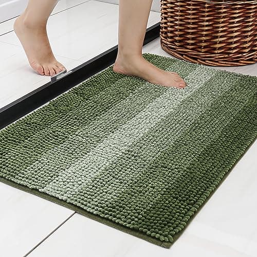 COSY HOMEER 30x20 Inch Bath Rugs Made of 100% Polyester Extra Soft and Non Slip Bathroom Mats Specialized in Machine Washable and Water Absorbent Shower Mat,Green - Image 1
