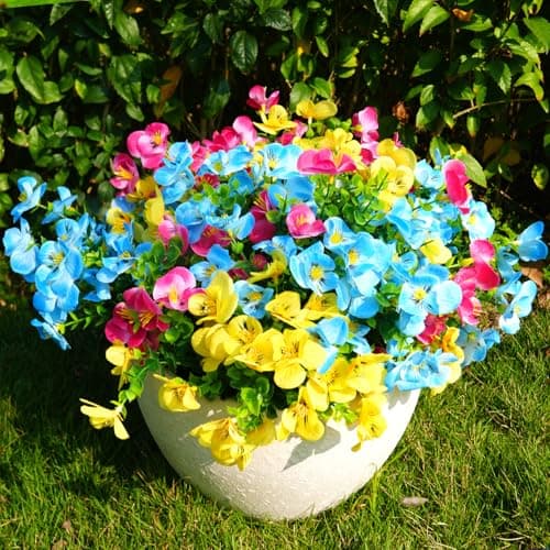 trytuny Artificial Flowers for Outdoor, Realistic Faux Plants for Outside Indoor Porch Patio Window Box Planter Home Decor (color04-16pcs) - Thumbnail 4