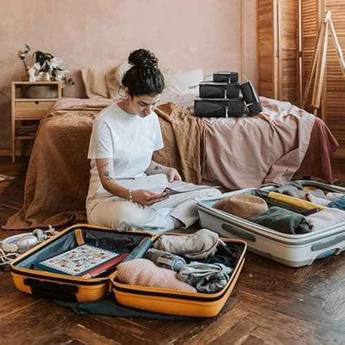 WOOMADA Compression Packing Cubes for Suitcases Travel Essentials 4 Set Expandable Travel Bags Organizer for Luggage(turquoise) - Thumbnail 6