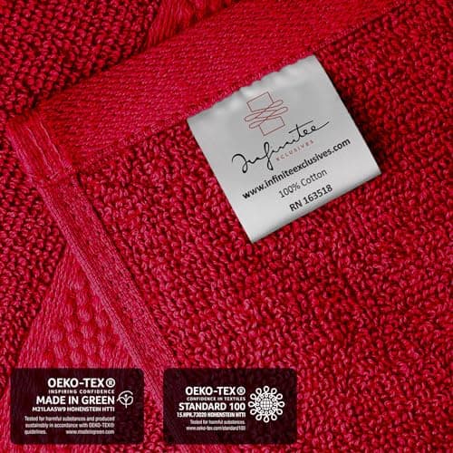 Infinitee Xclusives Burgundy Hand Towels for Bathroom - Set of 6 (16x28 inches) 600 GSM, 100% Cotton Ultra Soft, Quick Drying, Hotel Quality Hand Towel Set (Burgundy) - Thumbnail 5