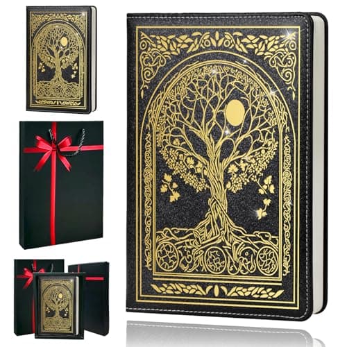 QDWXDEL Journal for Women,A5 Hardcover Leather Journal - 200 Pages Premium Paper Notebook, Tree Journal Notebook for School, Work (Tree Black) - Image 1