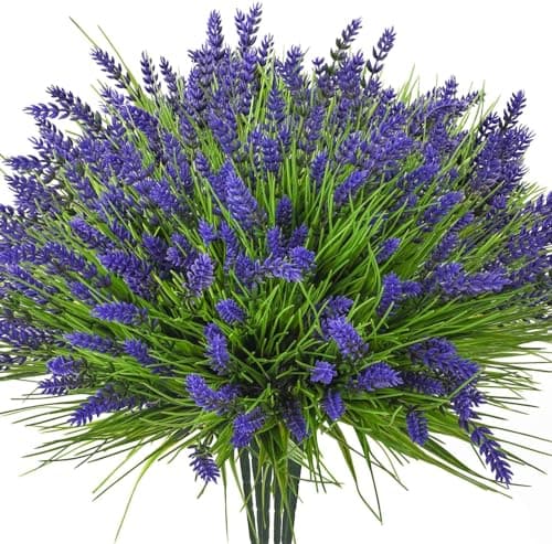 trytuny Artificial Plants Outdoor, 20PCS Lavender Artificial Flowers,Fake Plants Plastic Faux Flowers,UV Resistant Fake Flowers No Fade Faux Plastic Plants for Outdoor Planters for Home Garden - Image 1