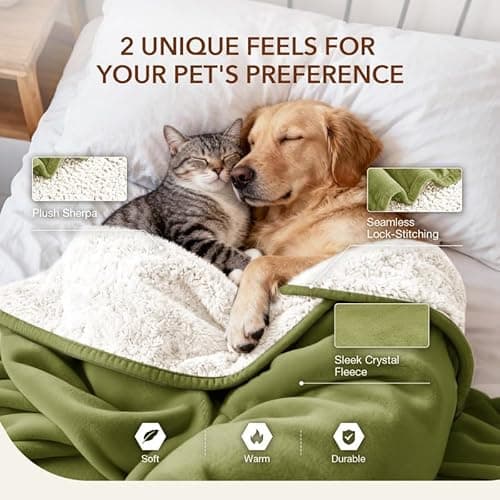 Lekereise Reversible Waterproof Dog Blanket, Super Soft Couch Cover for Dogs, Washable Leak-Proof Protector for Sofa Bed Car Seat, for Cats to Large Dogs (Green, 25" x 35") - Thumbnail 4