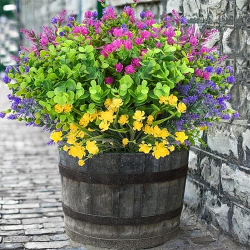 trytuny Artificial Flowers for Outdoor,20 PCS Artificial Greenery Fake Shrubs Flowers,UV Resistant Fake Flowers No Fade Faux Plastic Plants for Outdoor Planters for Home Garden Outside Porch Decor - Thumbnail 6