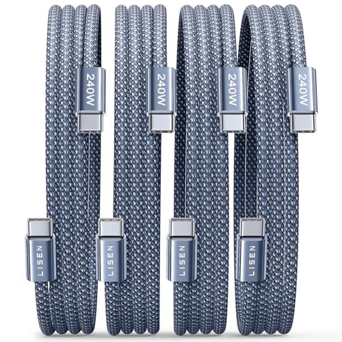 LISEN USB C to USB C Cable, 240W C to C Cable Fast Charging [6.6ft, 4 Pack] Type C Charger Fast Charging USBC to USBC Cable for iPhone 17 16 15 Pro Max iPad MacBook Pro Air M5 Samsung S26 S25 Ultra - Image 1