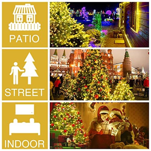 Kedoxi Christmas Tree Lights with Ring 16 Strings 400 LEDs, Xmas String Lights with Timer 6.6FT Easy to Install, Christmas Lights Fairy Tree Light 8 Mode for Xmas Fir Pine Party Decoration Warm White - Thumbnail 3