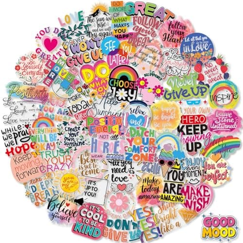 BJMOWIN 100pcs Motivational Stickers for Teens Adults Planner Transparent Inspirational Words Stickers Bulk for Scrapbooking Water Bottle Party Favors Gifts Back to School Rewards - Image 1