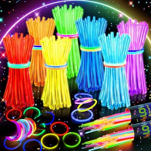 HONLYNE 200 Pcs Glow Sticks Bulk Party Pack, 8'' Glow in the Dark Party Supplies, Glow in the Dark Light Up Sticks with Connectors, Party Favors for Birthday, Concert, Raves, Halloween, Christmas