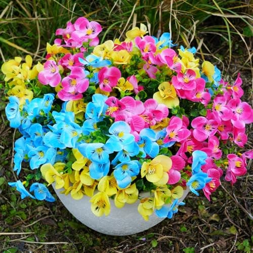 trytuny Artificial Flowers for Outdoor, Realistic Faux Plants for Outside Indoor Porch Patio Window Box Planter Home Decor (color04-16pcs) - Thumbnail 3