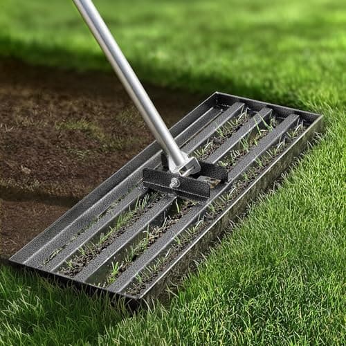 Lawn Leveling Rake Heavy Duty 30x10 Inch, Reinforced Welds, 73" Adjustable Leveler Tool with Stainless Steel Handle for Lawns, Backyard, Garden, Golf Course, Farm, Level Soil or Dirt Ground Surfaces - Image 1