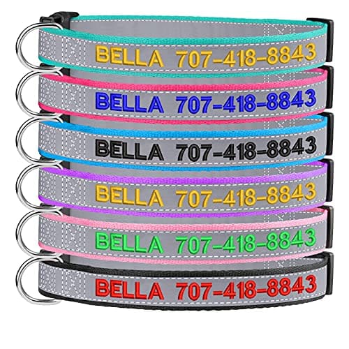 Reflective Personalized Dog Collars - Custom Dog Collar Embroidered with Name and Phone Number for Boy and Girl Dogs,Adjustable for Puppy Small Medium Large Dogs - Image 1