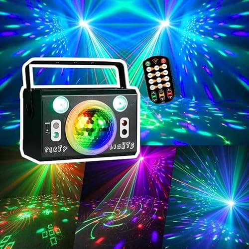 Disco Light,Party Lights, RGB 4 Lens Sound Activated DJ Strobe Stage Lights for Parties Birthday Christmas Gifts Wedding Karaoke Bar Club Pub Home Room Halloween Decorations - Thumbnail 3