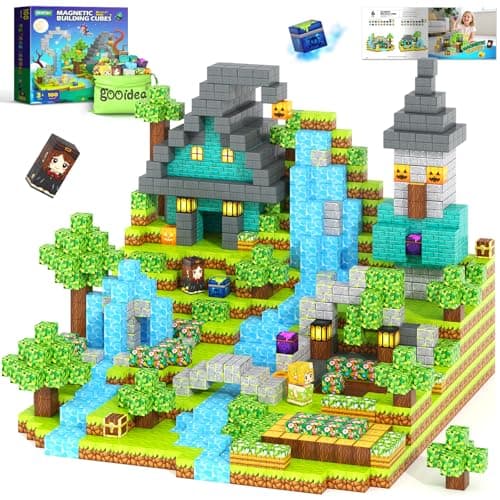 Gooidea Magnetic Blocks - 100 Building Blocks Mine Magnets Building Craft Autistic Kids Friendly Sensory Toys STEM Creative Toy Game for Kids Age 3-5 4-6 5-7 8-12 - Magical Enchanted Playset - Image 1