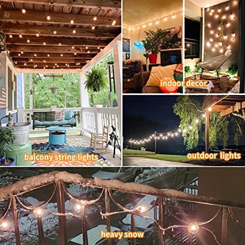 Vocevos Outdoor String Lights 100FT LED Outside Patio Light Updated Waterproof Gazebo Lighting Shatterproof UL Listed G40 Globes 0.6W Efficient Connectable Decor Yard Café Exterior - Thumbnail 2