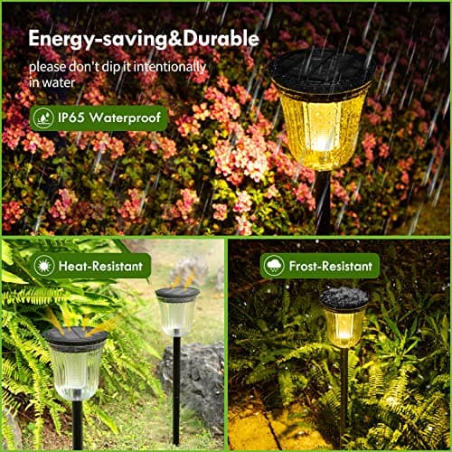 WTGEGF Solar Pathway Lights, 6 Pack 200 Lumens Super Bright Solar Lights Outdoor Waterproof with 2 Lighting Modes, Auto On/Off Outdoor Solar Lights for Yard, Walkway, Lawn, Driveway, Path,Outside - Thumbnail 6