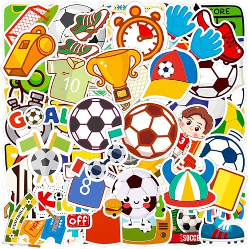 HSHFAMIIY Soccer Stickers - Soccer Party Favors - World Cup Football Stickers, Vinyl Waterproof Sports Stickers Soccer Goodie Bags Stuff Scrapbook Gifts for Boys Girls - Image 1