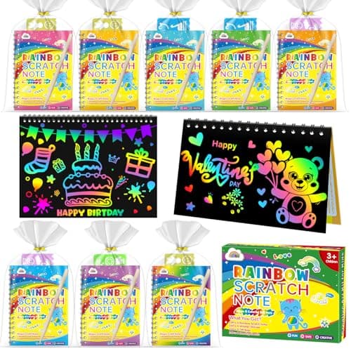 ZMLM 4 Pack Scratch Art Party Favors: Birthday Party Favors for Kids 4-8, Bulk Rainbow Scratch Notebook Paper Pads, Goodie Bags Stuffers Girls Boys Classroom Gifts Crafts Toys Easter Basket Stuffers - Image 1