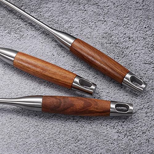 IQCWOOD 5 Pcs Cooking Utensils Set with Rose Wooden Handles, Includes Soup Ladle, Slotted Spoon, Wok Spatula, Slotted Spatula & Spaghetti Server, Dishwasher Safe, Ideal Gift for Women - Thumbnail 5