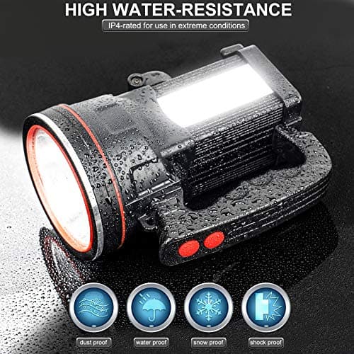 anlook Flashlight Spotlight Rechargeable, High Lumens Handheld Spot Light, Super Bright Waterproof Spotlight with Stand for Outdoor Camping, Hiking, Fishing, Hunting, Boatting (White Light) - Thumbnail 3