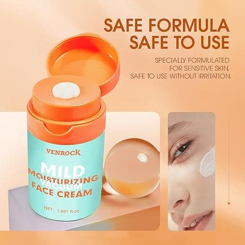 Venrock Mild Moisturizing Vacuum Face Cream, Daily Facial Moisturizer, Hydrating & Nourishing Skincare with Macadamia Oil+Probiotics+Hyaluronic Acid, Repair Barrier, 24 H Moisture Lock, 1.691 fl oz - Thumbnail 5