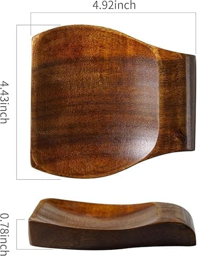 Tvvtuww Acacia Wood Spoon Rest Spoon Holder for Stove Top, Utensil Holder for Ktichen Counter, Spatula, Ladles, Forks, Tongs, Short - Thumbnail 3