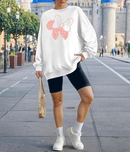 Ladicme Magical Sweatshirt Women Oversized Cute Graphic Pullover Casual Long Sleeve Blouse Tops White - Thumbnail 3