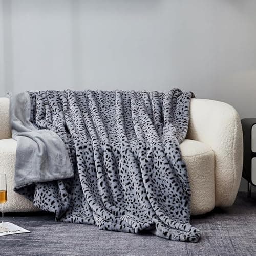DCSKY Leopard Print Fleece Throw Blanket - Ultra-Soft Fleece Blanket for Bed, Couch, or Decor(Grey 60''x80'') - Image 1