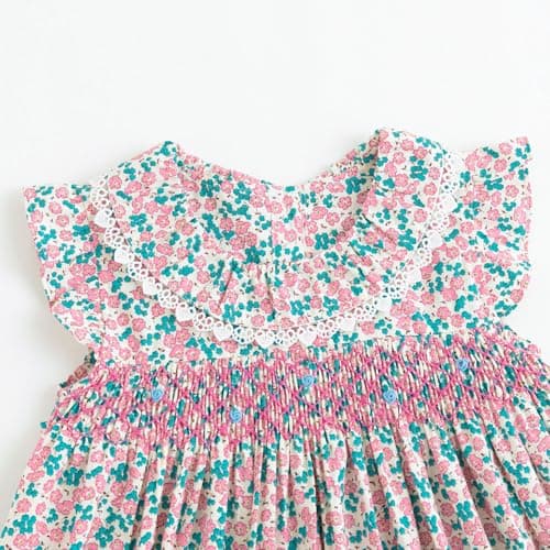 Simplee kids Baby Pink Dress Toddler Ruffled Dress Little Toddler Girls Casual Dress Playwear Sundress for Spring Summer 18 Months - Thumbnail 6