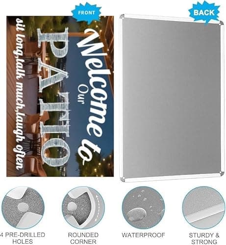 Carastora Vintage Style Patio Wall Sign, Rustic Metal Tin Decor for Outdoor Spaces, Garden, and Beach House, Inspirational Outdoor Plaque, 8x12 Inches - Thumbnail 5