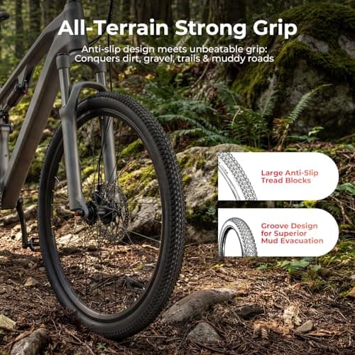 JUCEO 26x1.95 Bike Tire and Tube Set Replacement Folding Bicycle Tires Wear-Resistant for MTB All-Terrain with 2 Tire Levers - Thumbnail 3
