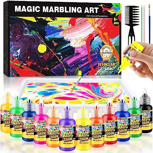 Titoclar Water Marbling Paint Kit,Easter Basket Stuffers,Arts and Crafts for Kids,Birthday Gifts for Girls Boys 3+Years Old, Toys for Ages 8-13 5-7 3-6, Art Supplies for Kids - Image 1